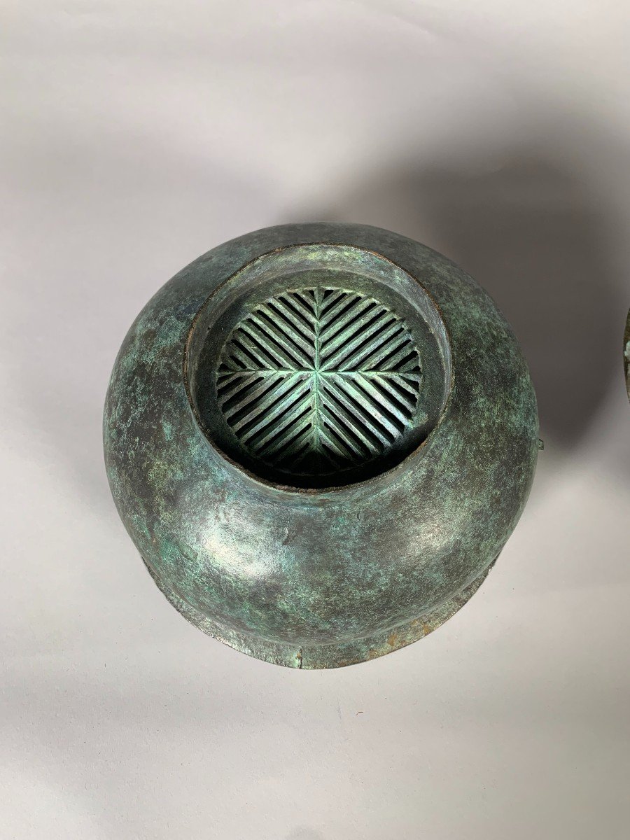 Grand Vapeurier à Offrande En Bronze Dynastie Han 206 Bc-220 Ac Archeologie Chine-photo-3