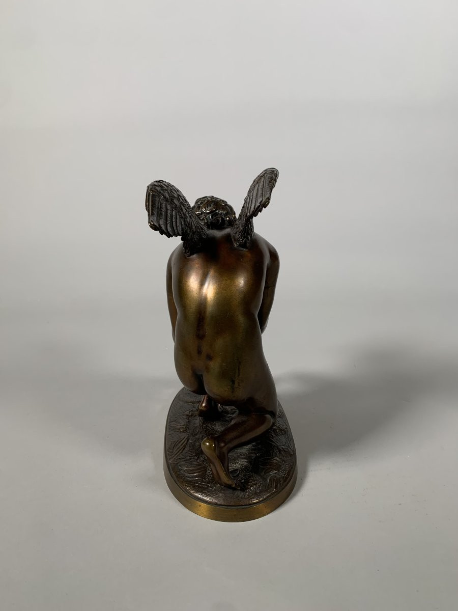 Antoine-denis Chaudet (1763-1810) Cupid Playing With A Butterfly Bronze Empire 19th Century-photo-3