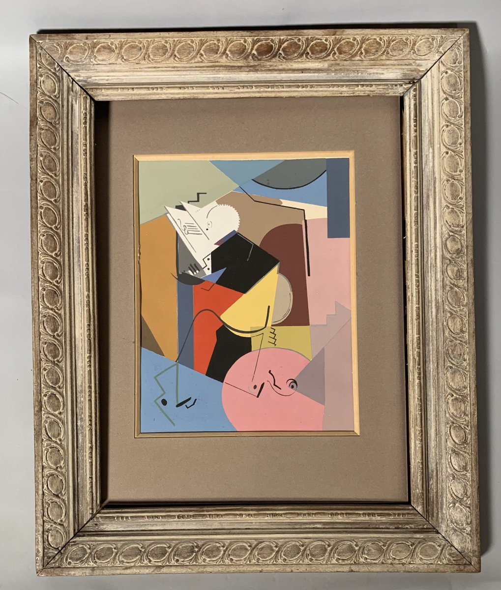Albert Gleizes (1881-1953) The Musician Gouache Modern Cubist 20th Century-photo-4