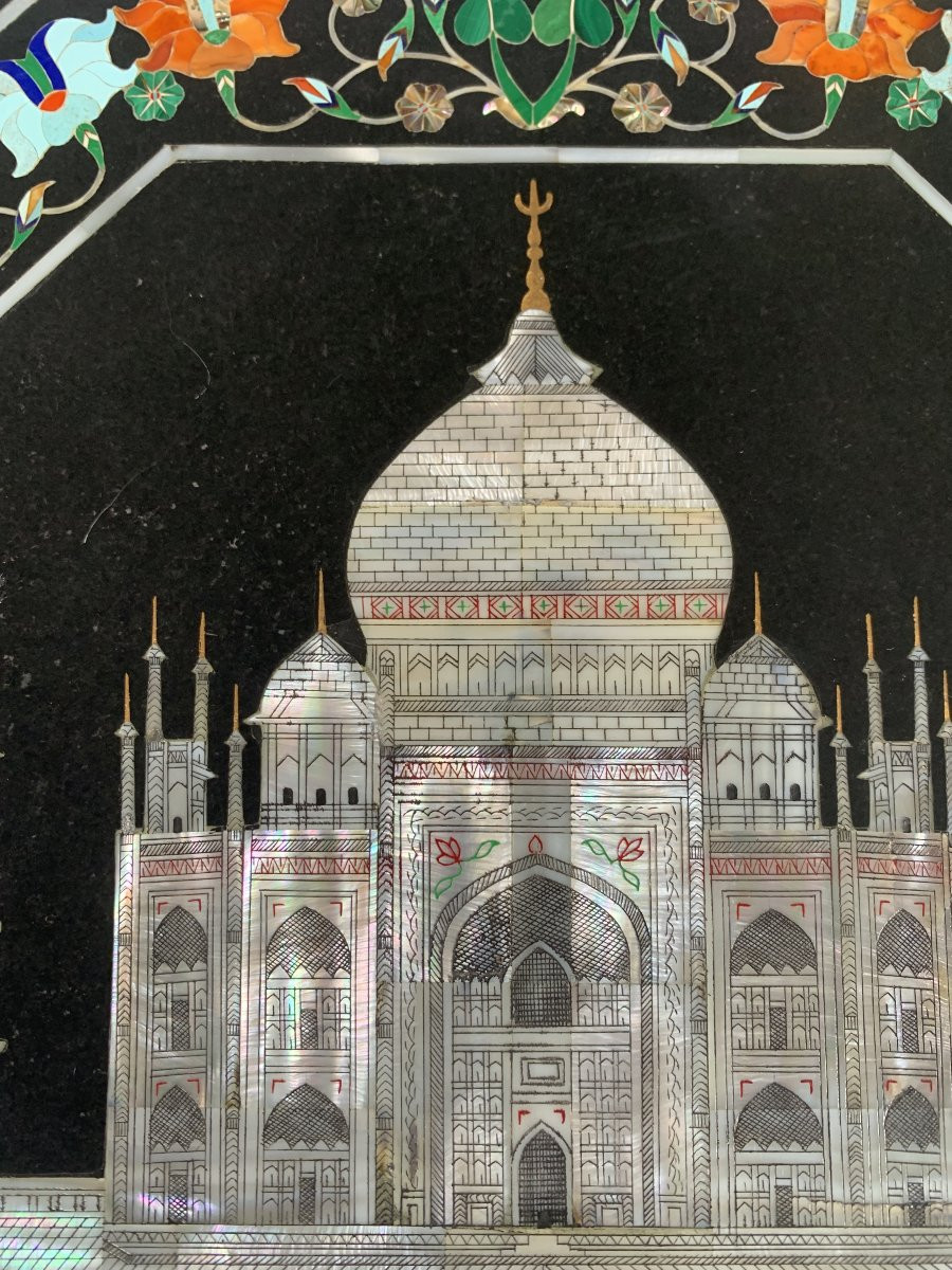 19th Century "pietra Dura" Marble Marquetry Table, Taj Mahal -photo-2