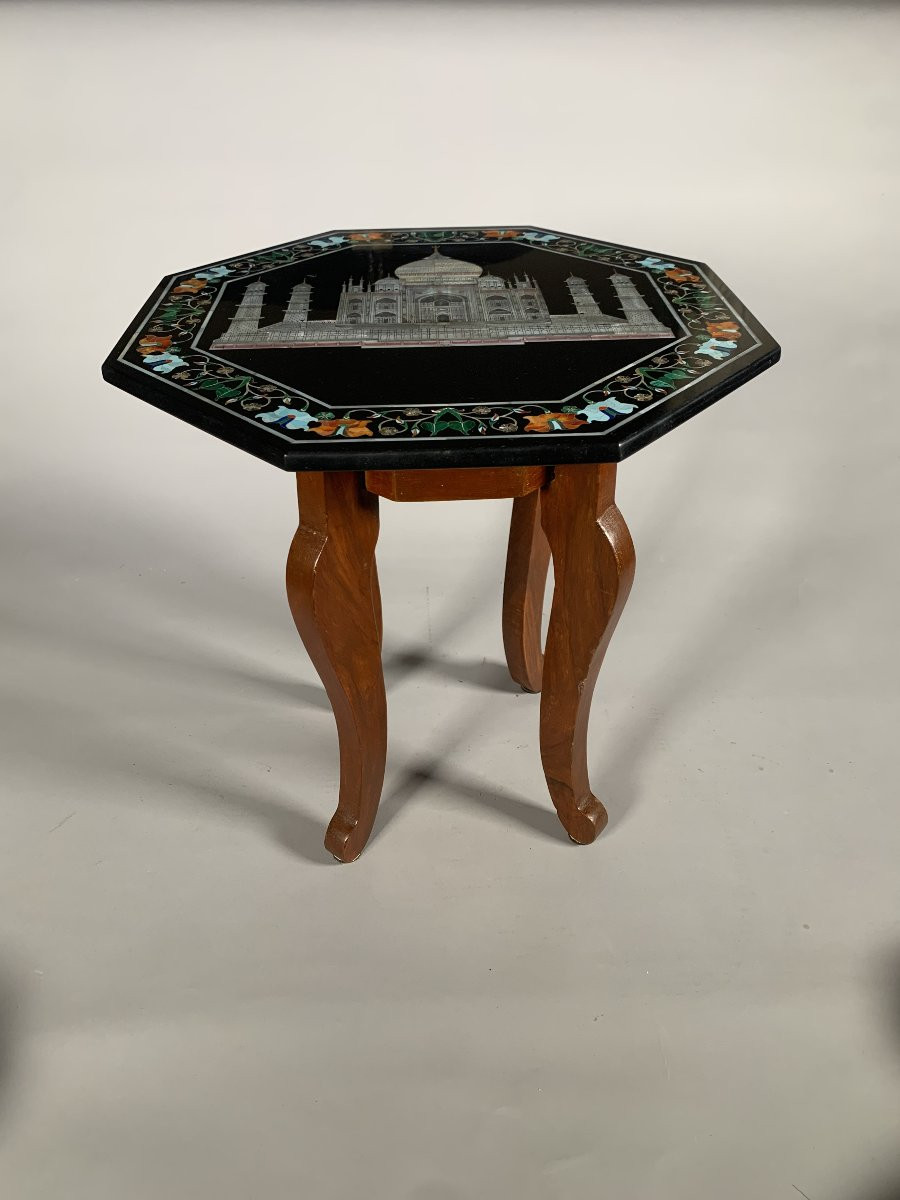 19th Century "pietra Dura" Marble Marquetry Table, Taj Mahal -photo-7
