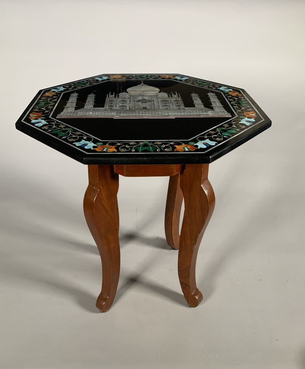 Table En Marqueterie De Marbres "pietra Dura" XIXeme Siecle  Taj Mahal 