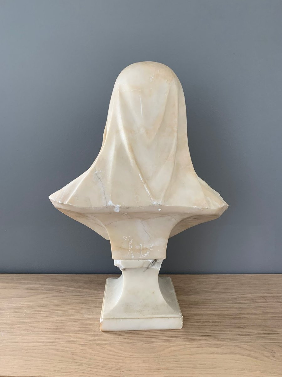 White Marble Bust Of Saint Therese Of The Child Jesus, 19th Century-photo-4
