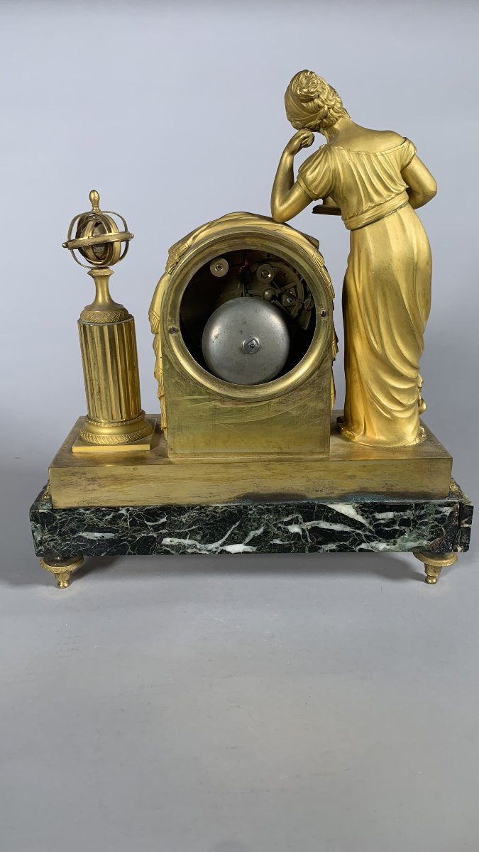 Pendule d'époque Empire Ou Directoire Femme à La Lecture XIXeme Siecle-photo-5