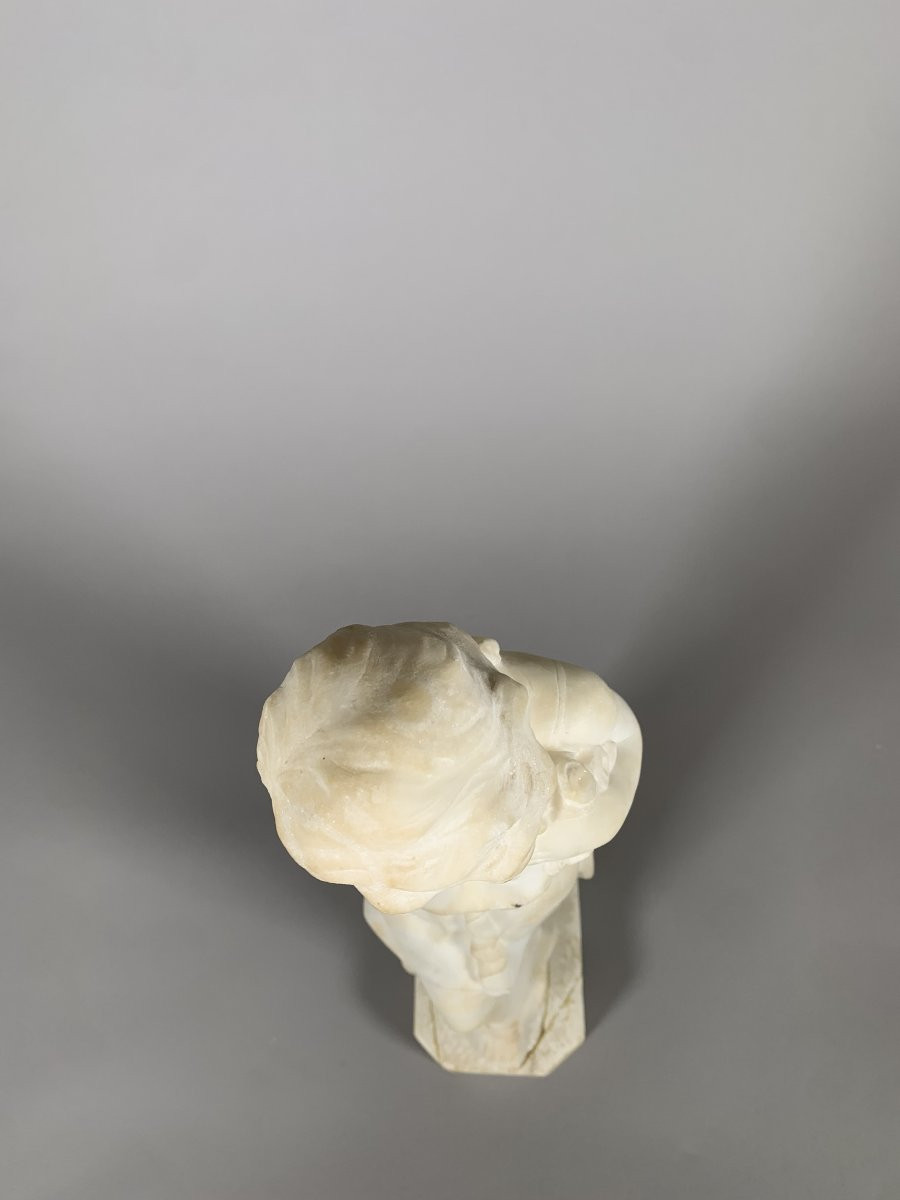 Sculpture En Marbre XIXème Siècle Femme à La Guirlande De Fleurs art nouveau-photo-5