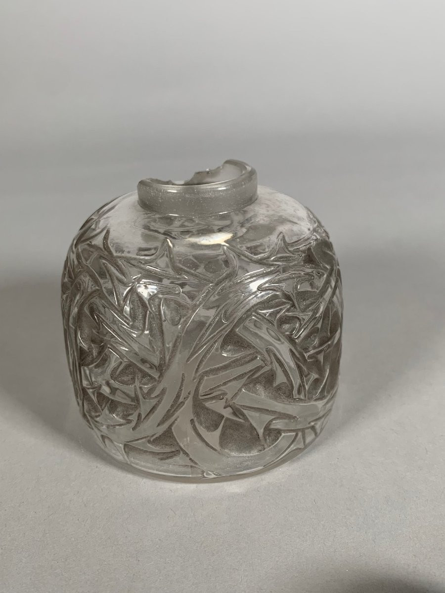 Patinated Glass Bottle René Lalique (1860-1940) Art Deco "thorns" Model. 20th Century-photo-4
