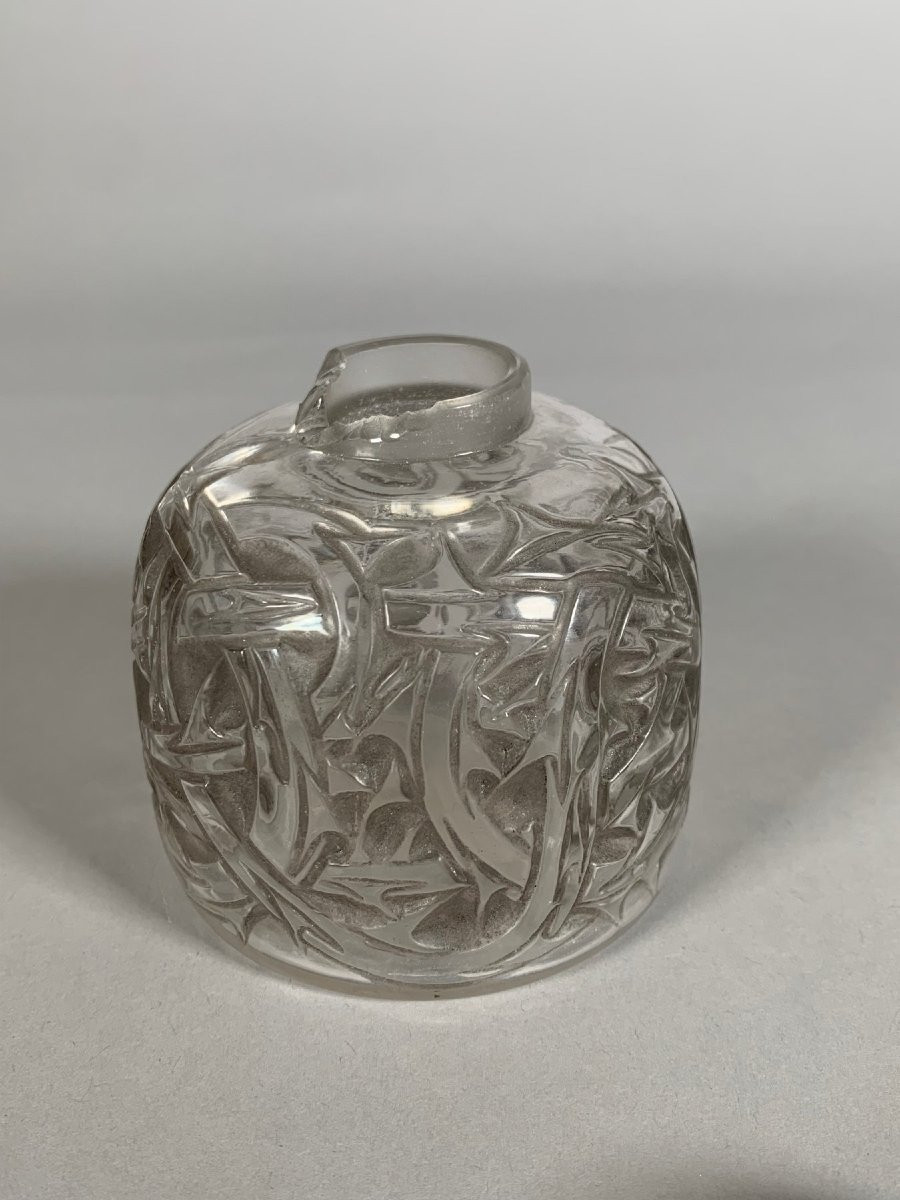 Patinated Glass Bottle René Lalique (1860-1940) Art Deco "thorns" Model. 20th Century-photo-4