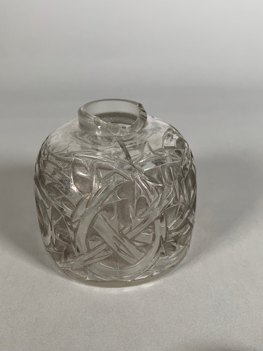Patinated Glass Bottle René Lalique (1860-1940) Art Deco "thorns" Model. 20th Century-photo-5