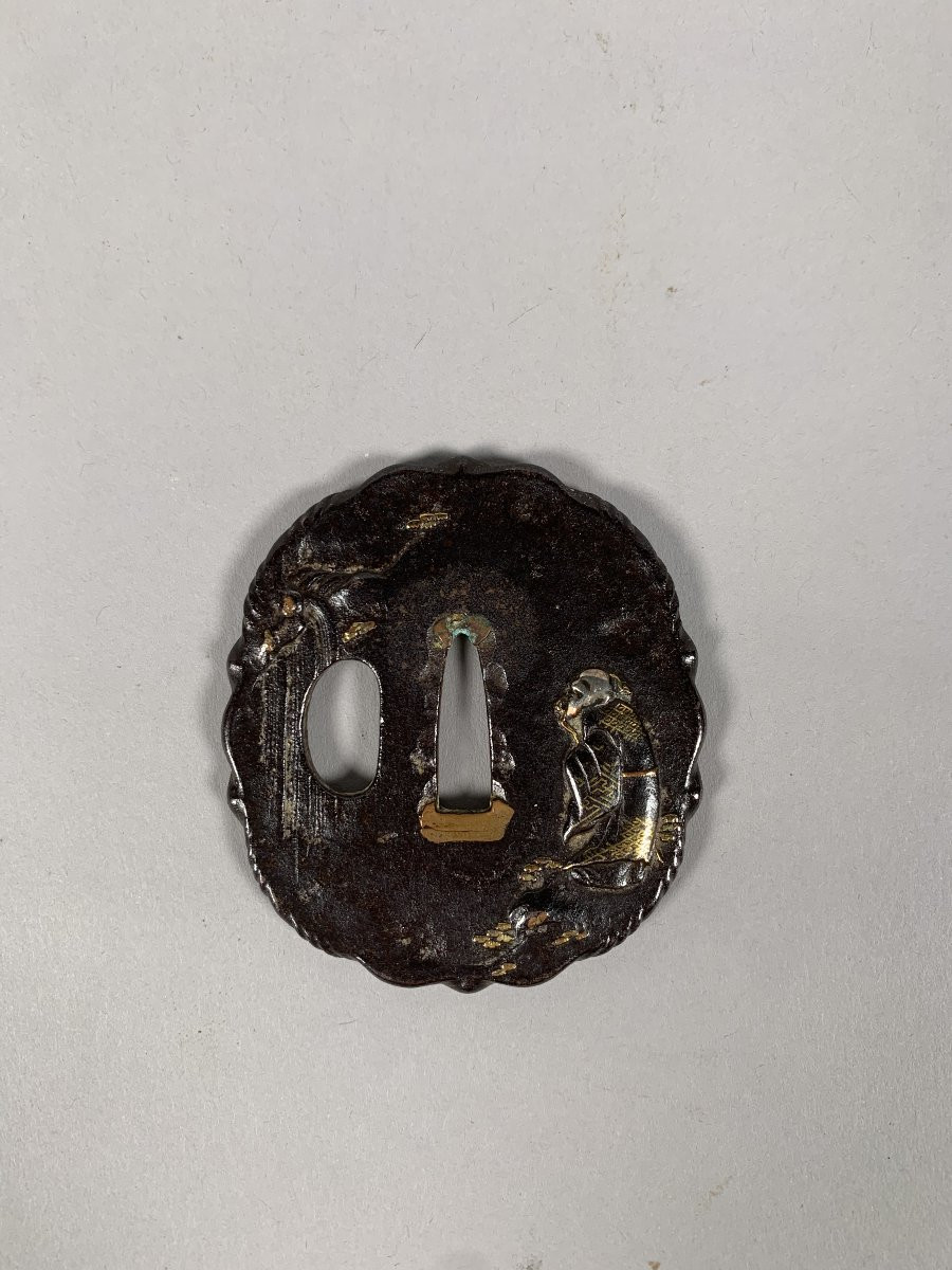 Tsuba Aoi-gata époque Edo (1603-1868) Japon XVIIeme Siecle-photo-2