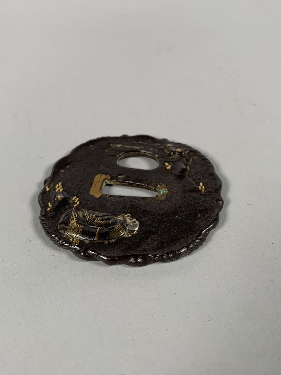 Tsuba Aoi-gata époque Edo (1603-1868) Japon XVIIeme Siecle-photo-1