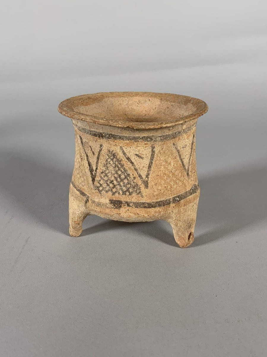Vase Tripode En Terre Cuite Iran Moyen Orient C. 2000-1,500 B.c -photo-2