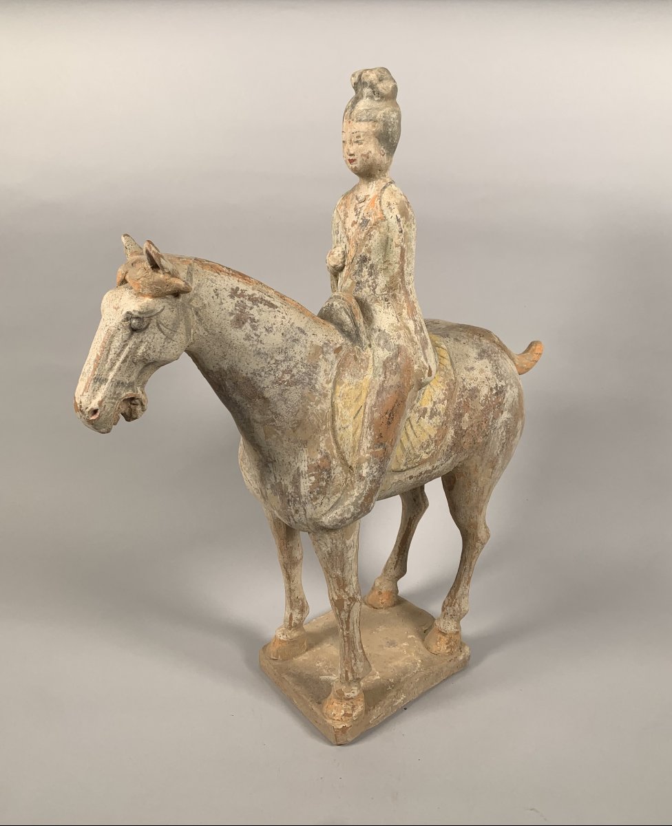 Sculpture d'Un Cavalier En Terre Cuite Dynastie Han 206 Bc-220 Ac Mingqi Chine-photo-4