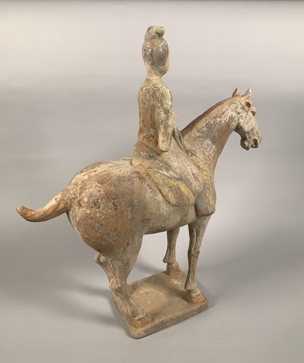 Sculpture d'Un Cavalier En Terre Cuite Dynastie Han 206 Bc-220 Ac Mingqi Chine-photo-3