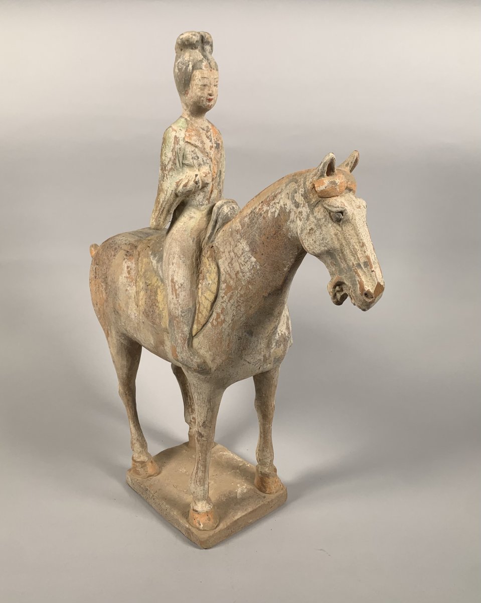 Sculpture d'Un Cavalier En Terre Cuite Dynastie Han 206 Bc-220 Ac Mingqi Chine-photo-7