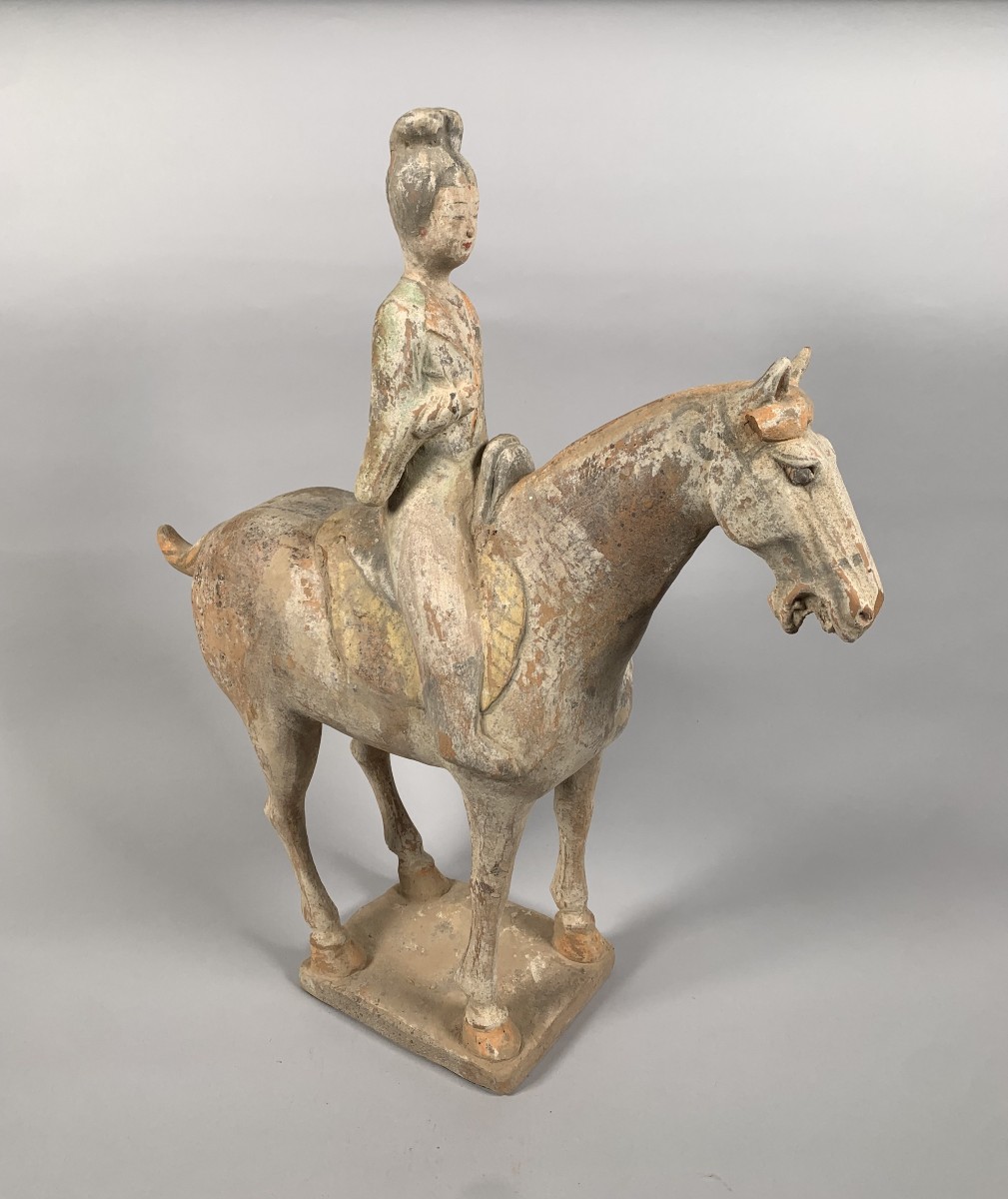 Sculpture d'Un Cavalier En Terre Cuite Dynastie Han 206 Bc-220 Ac Mingqi Chine