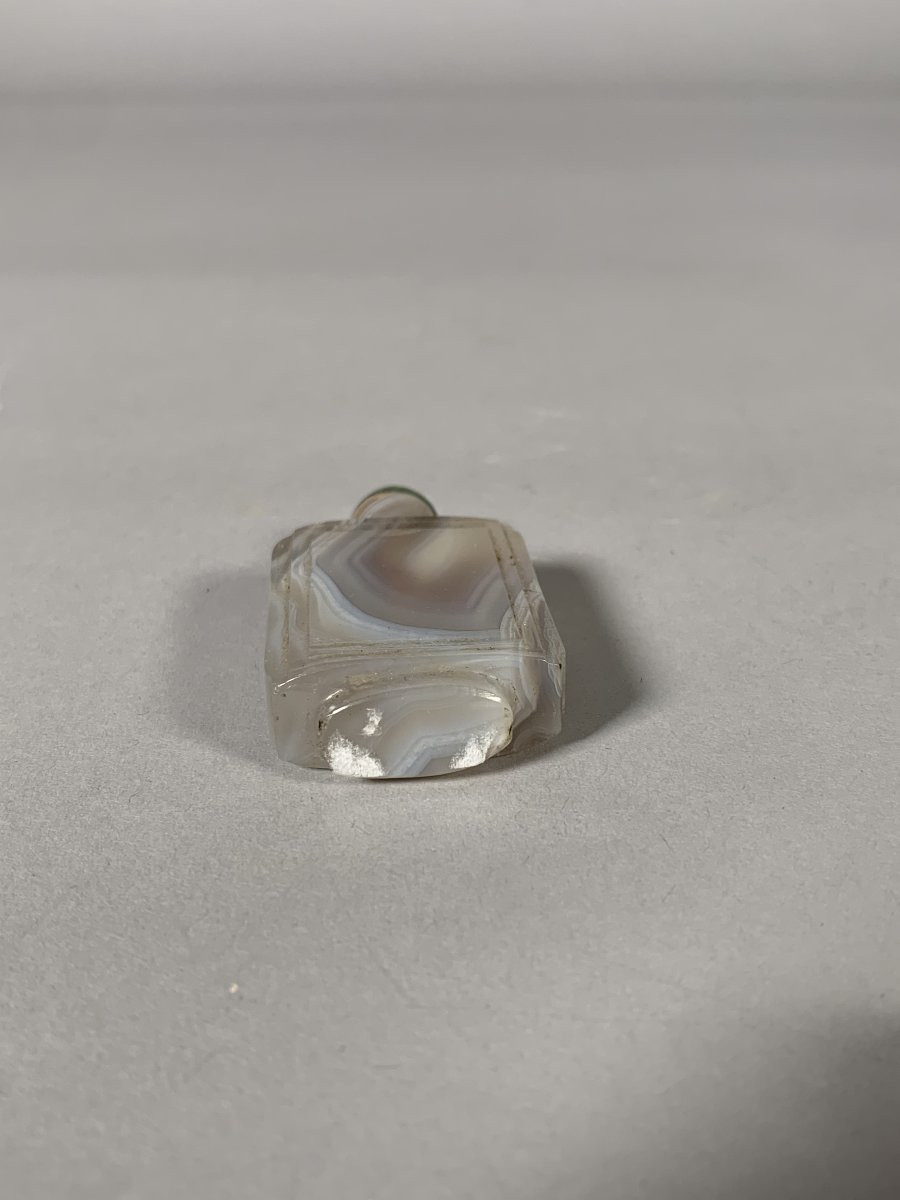 Tabatiere En Agate Grise Rubané Chine XIXeme  -photo-4