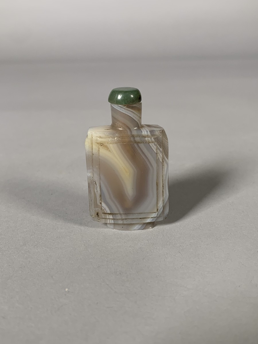 Tabatiere En Agate Grise Rubané Chine XIXeme  