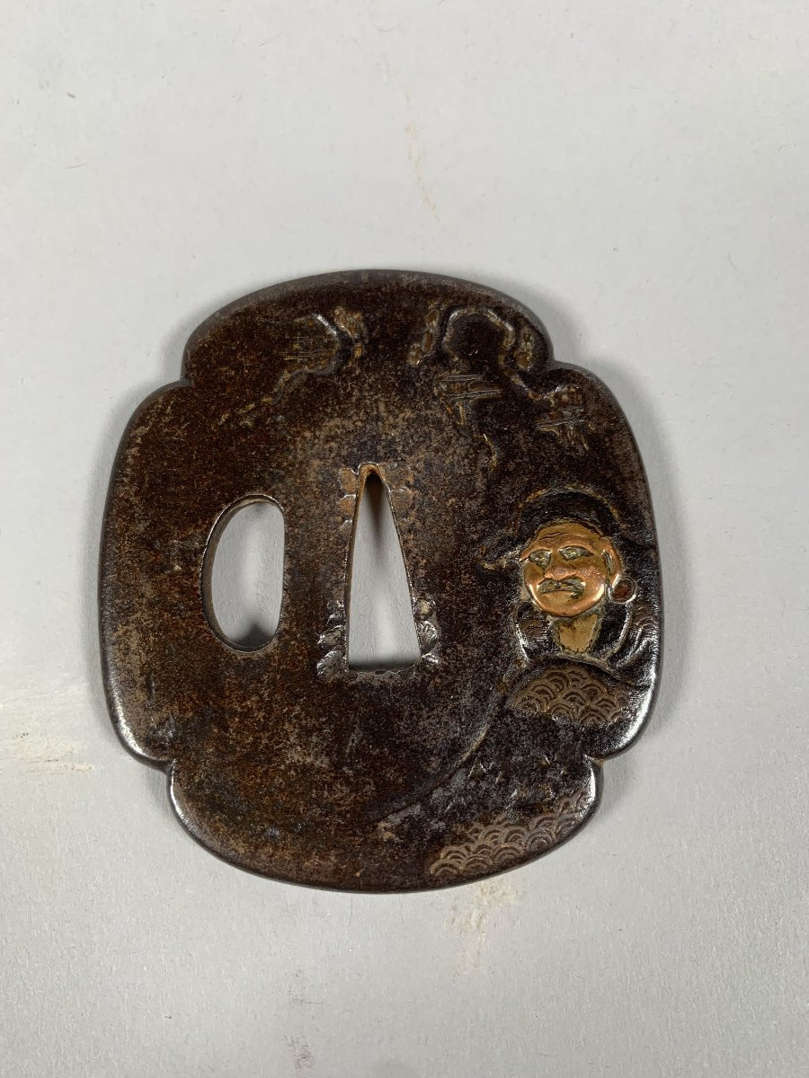 Tsuba Mokko-gatta époque Edo (1603-1868) Japon XVIIIeme Siecle-photo-1