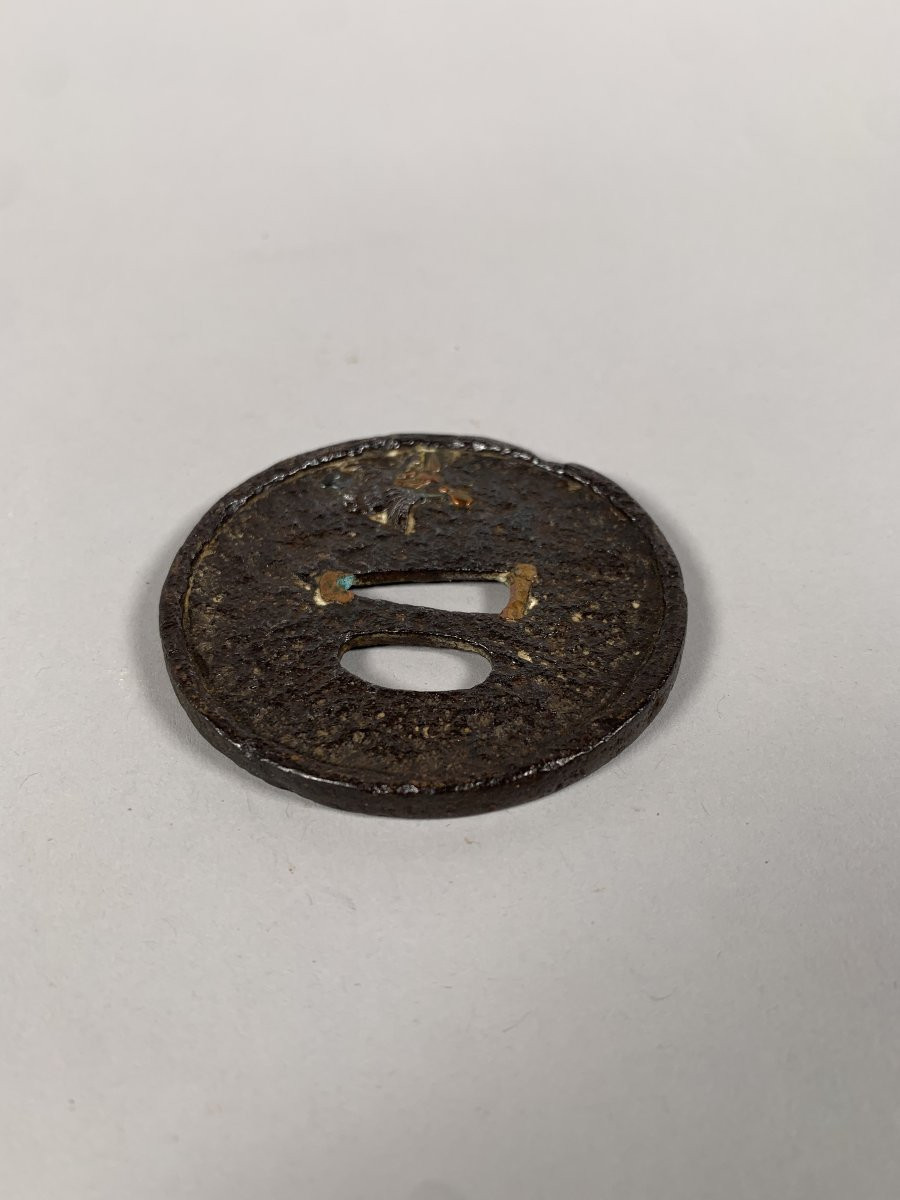 Tsuba Maru-gata Edo Period (1603-1868) Japan 17th Century-photo-3