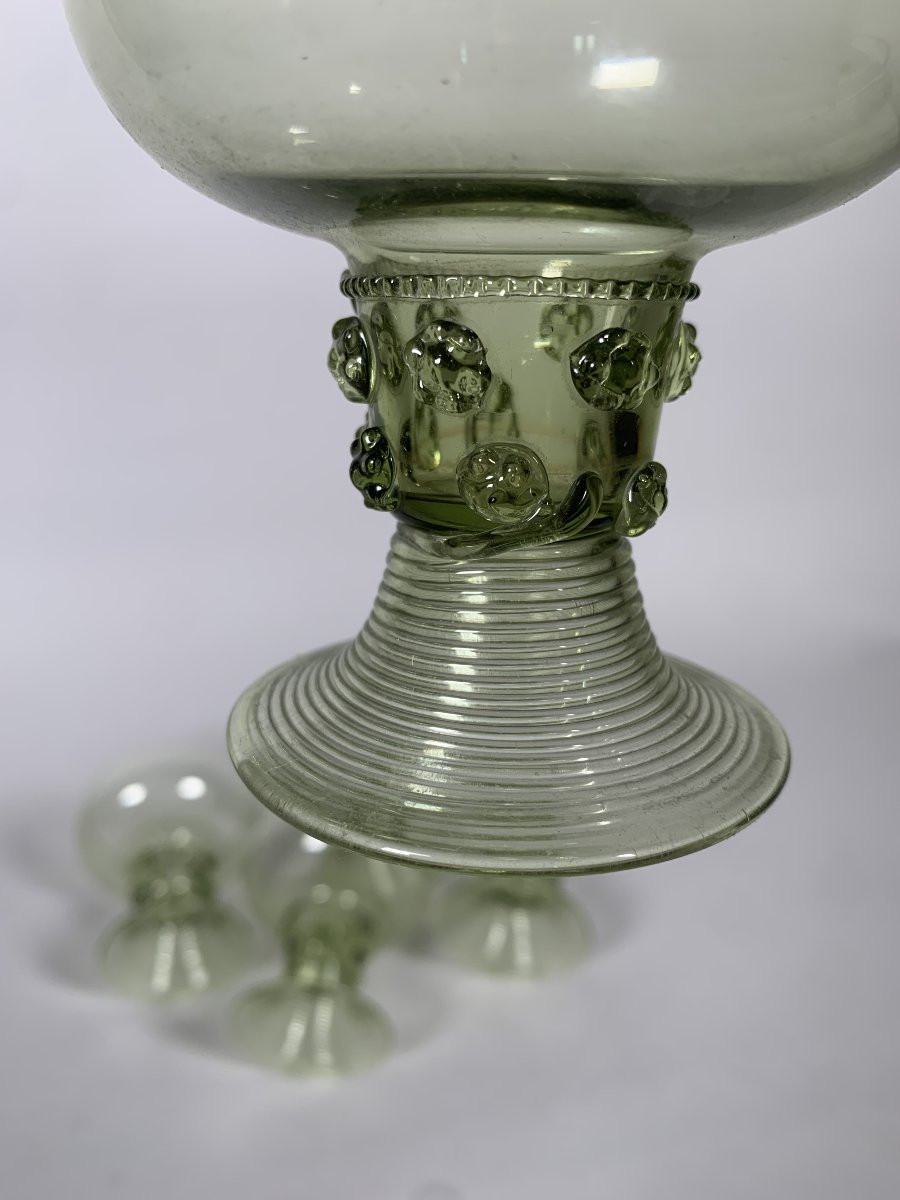 Lots De 5 Verre De Roemer « Verre Du Rhin » Pays-bas Dans Le Style Du XVIIe Siècle Haute Epoque-photo-5