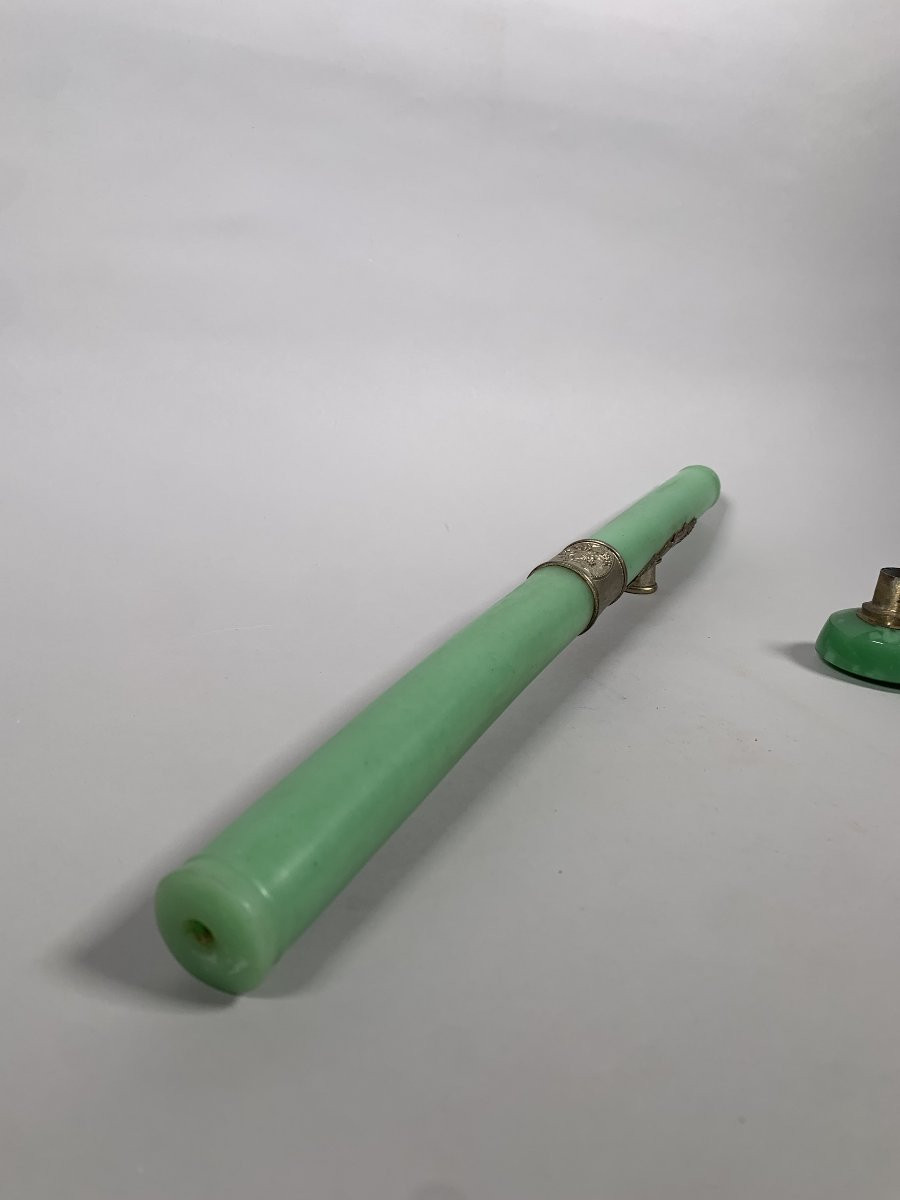 Green Jade Opium Pipe 19th Century China-photo-3