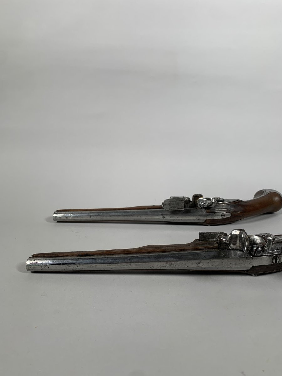 Paire De Pistolets D’officier à Silex XVIIIème Siècle manufacture de Saint Etienne-photo-5