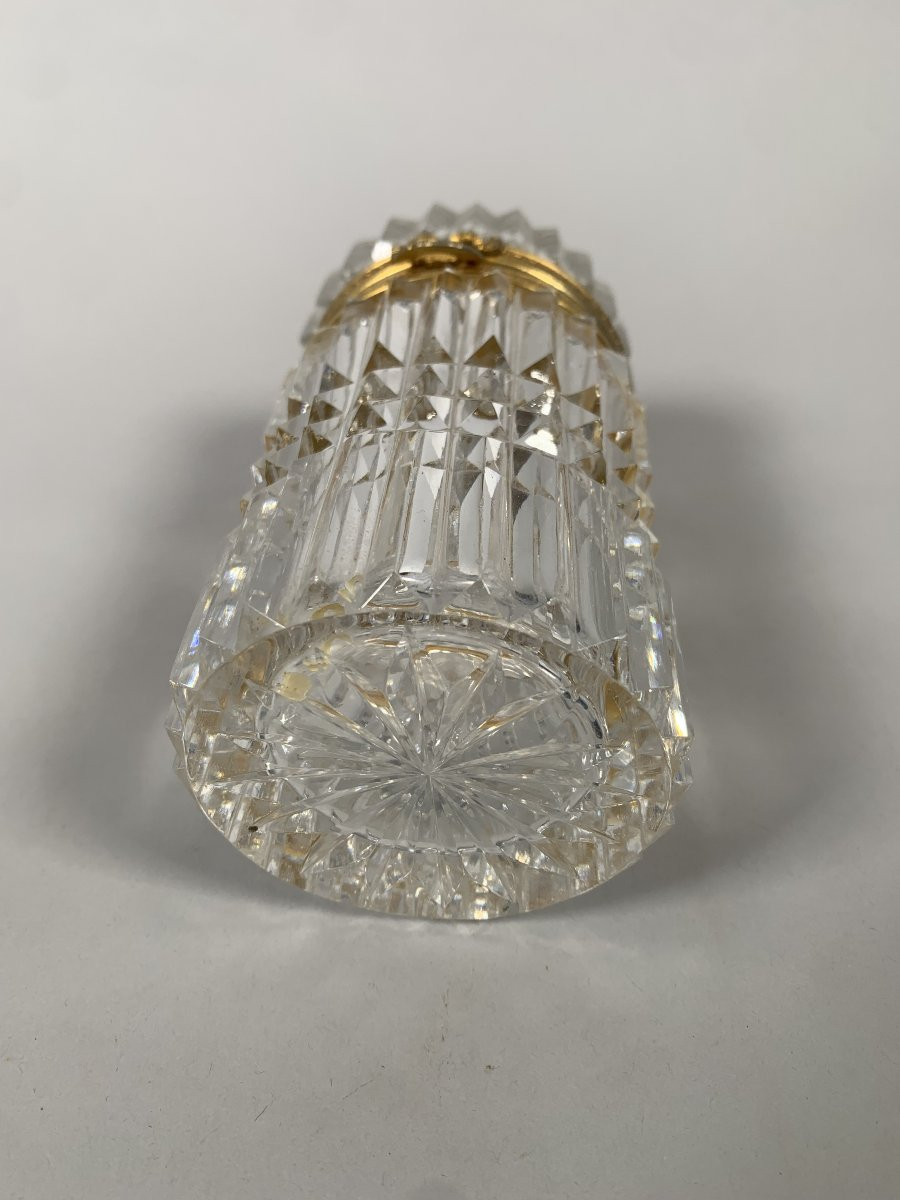 Circular Cut Crystal Box With Bronze Mount, Charles X Style, 19th Century-photo-5