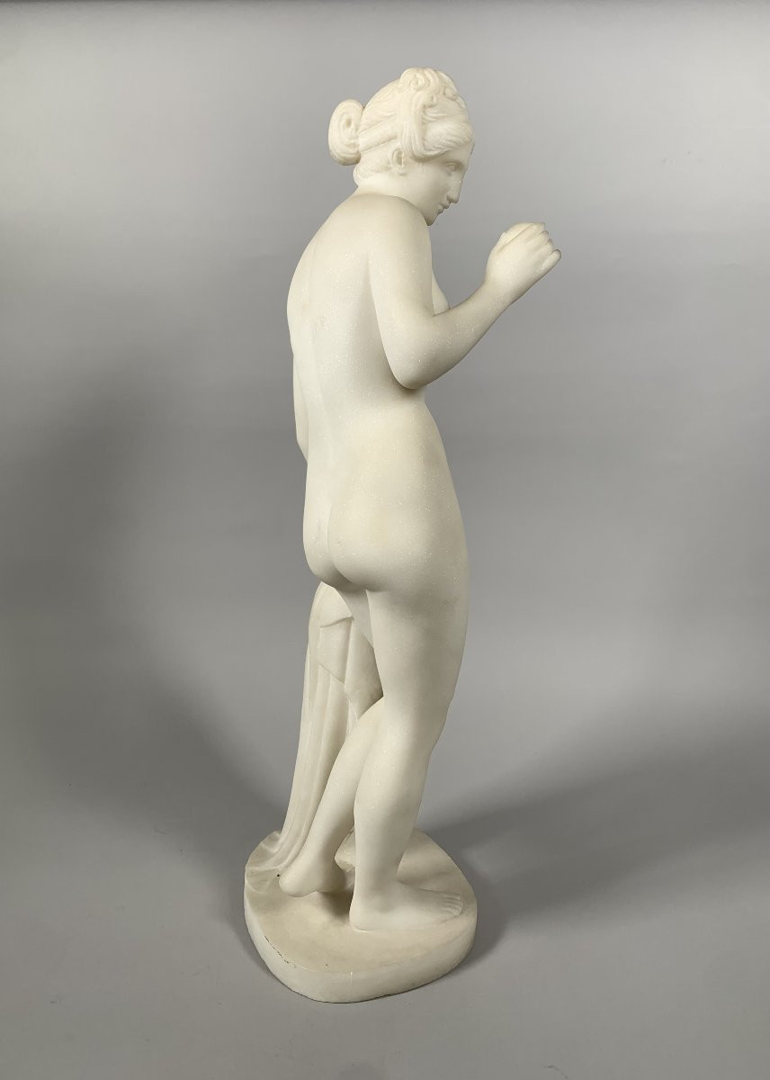White Marble Sculpture Venus With An Apple After Bertel Thorvaldsen (1770-1844) 19th Century-photo-5