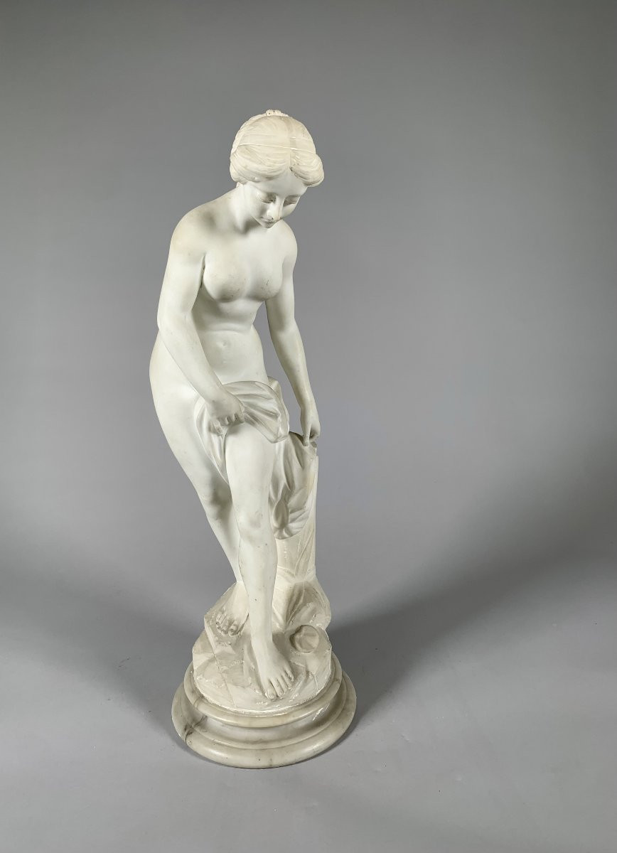 White Marble Sculpture Venus In The Bath After Etienne Falconet (1716-1791) 19th Century-photo-4