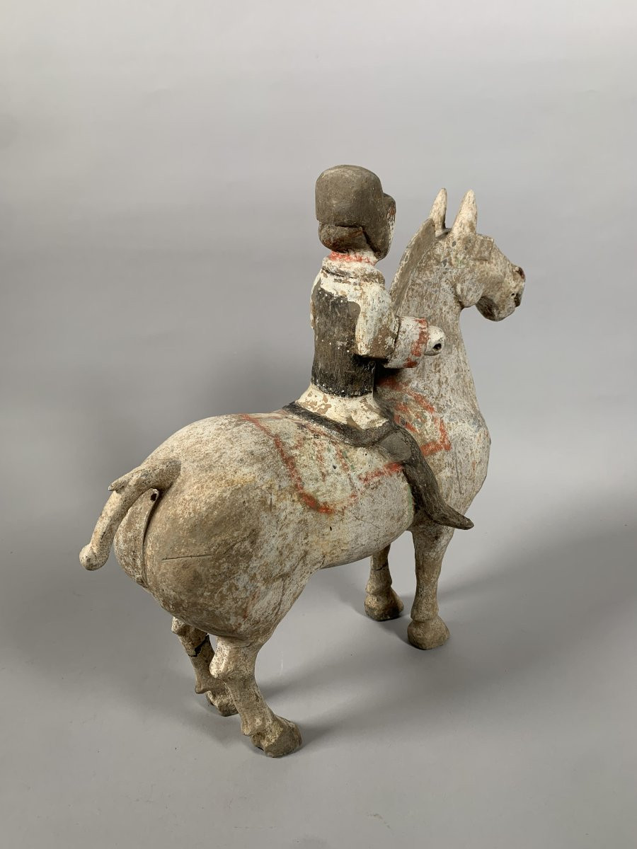 Terracotta Horseman Sculpture Han Dynasty 206 Bc-220 Ad Mingqi China Archaeology-photo-3