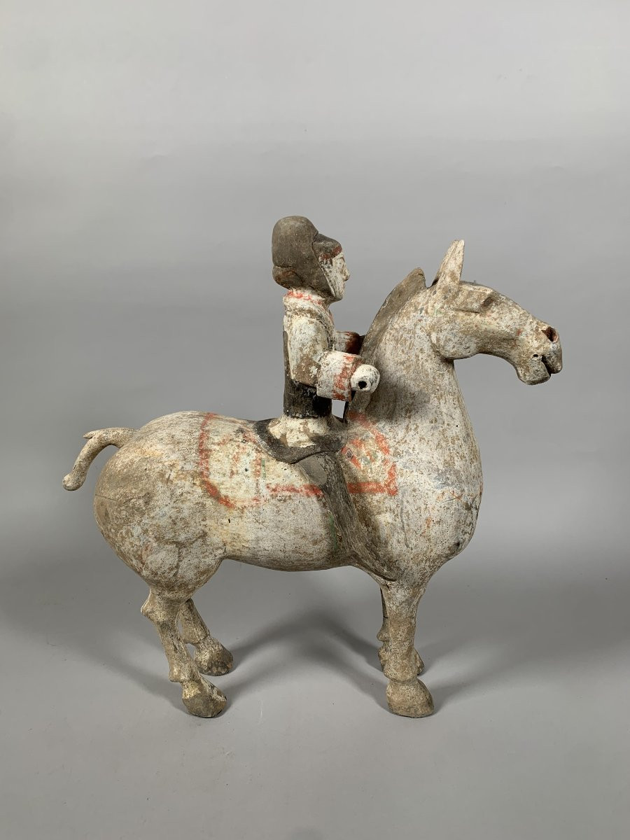 Terracotta Horseman Sculpture Han Dynasty 206 Bc-220 Ad Mingqi China Archaeology-photo-4