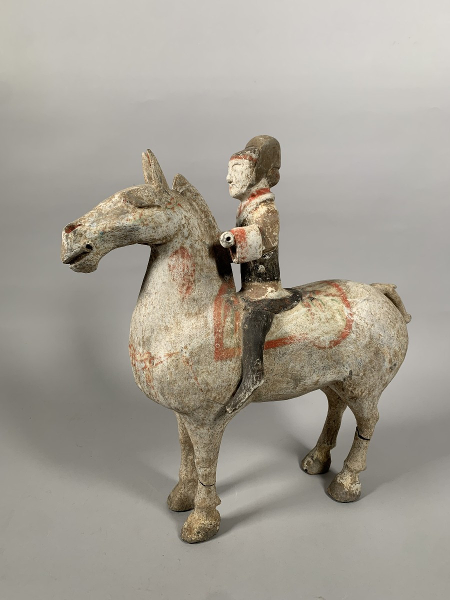 Terracotta Horseman Sculpture Han Dynasty 206 Bc-220 Ad Mingqi China Archaeology