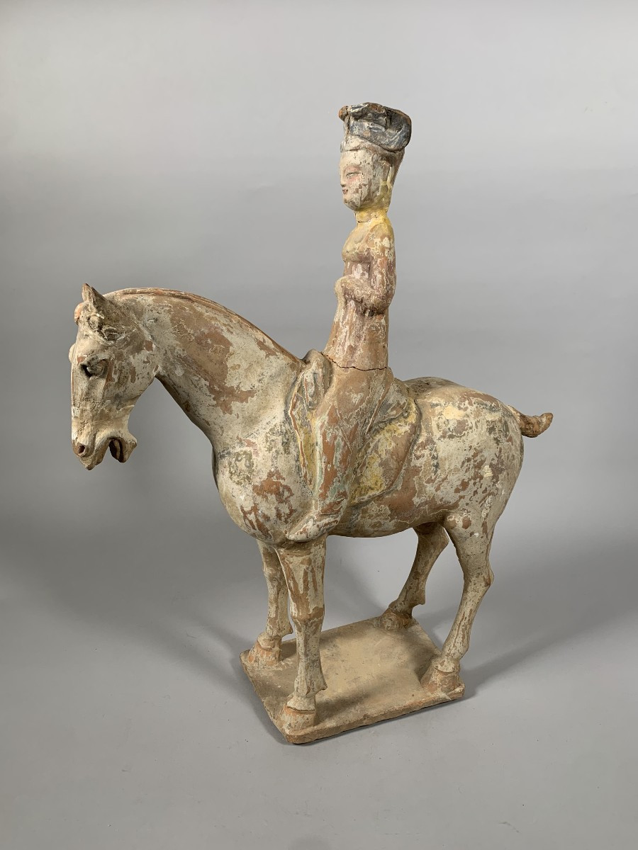 Terracotta Horseman Sculpture Han Dynasty 206 Bc-220 Bc China Archaeology