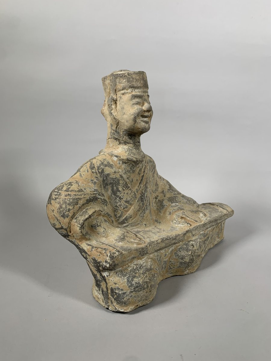 Sculpture d'Un Musicien En Terre Cuite Dynastie Han 206 Bc-220 Ac Mingqi Chine Archeologie-photo-2