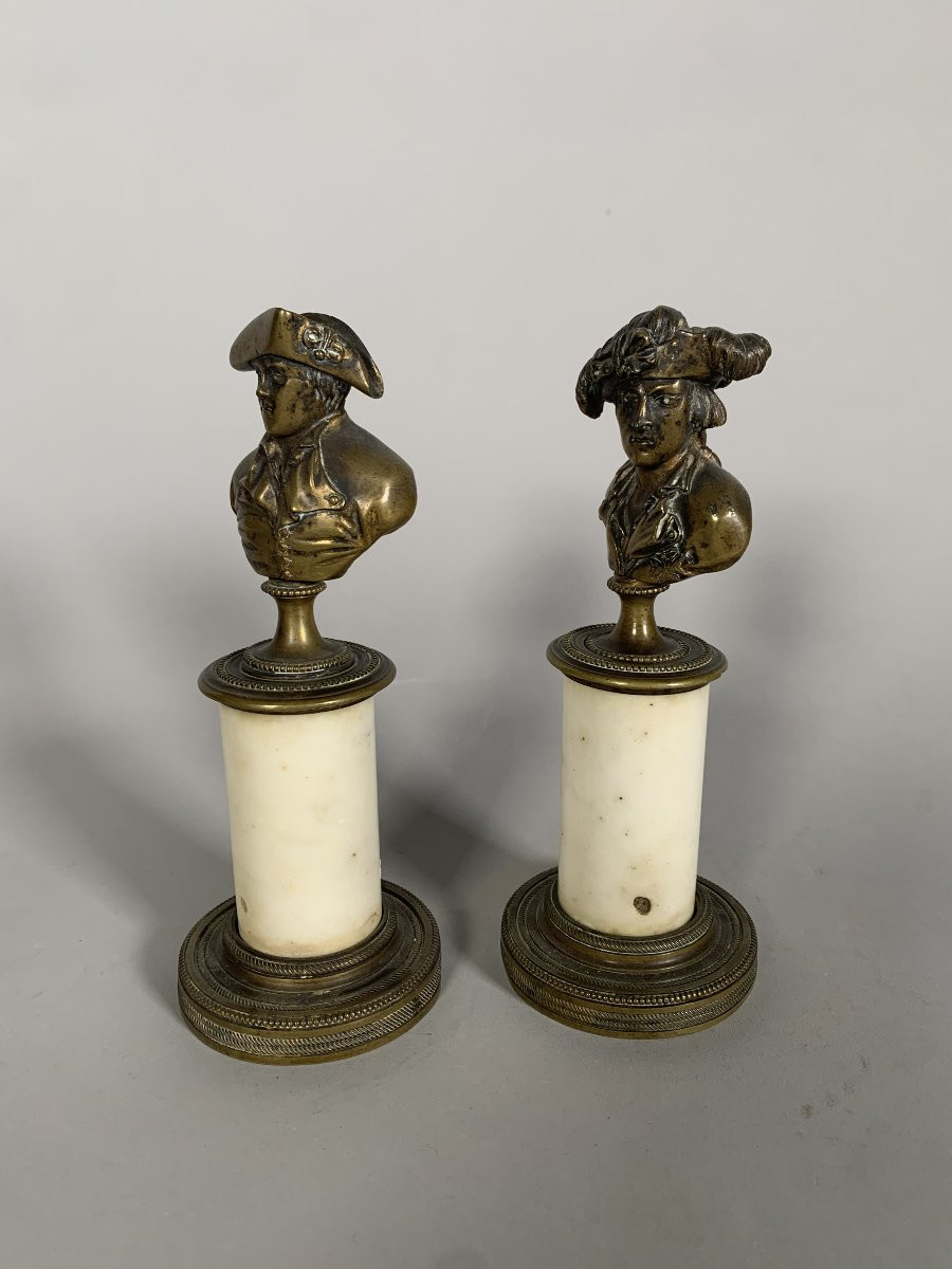 Paire de bustes bronze epoque Louis XVI corsaire Jean Bart et corsaire John Paul Jones XVIIIeme-photo-2