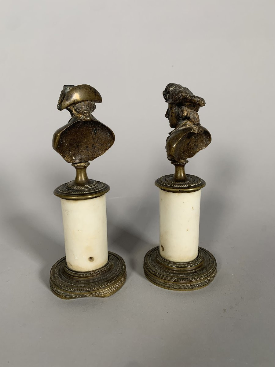 Paire de bustes bronze epoque Louis XVI corsaire Jean Bart et corsaire John Paul Jones XVIIIeme-photo-3