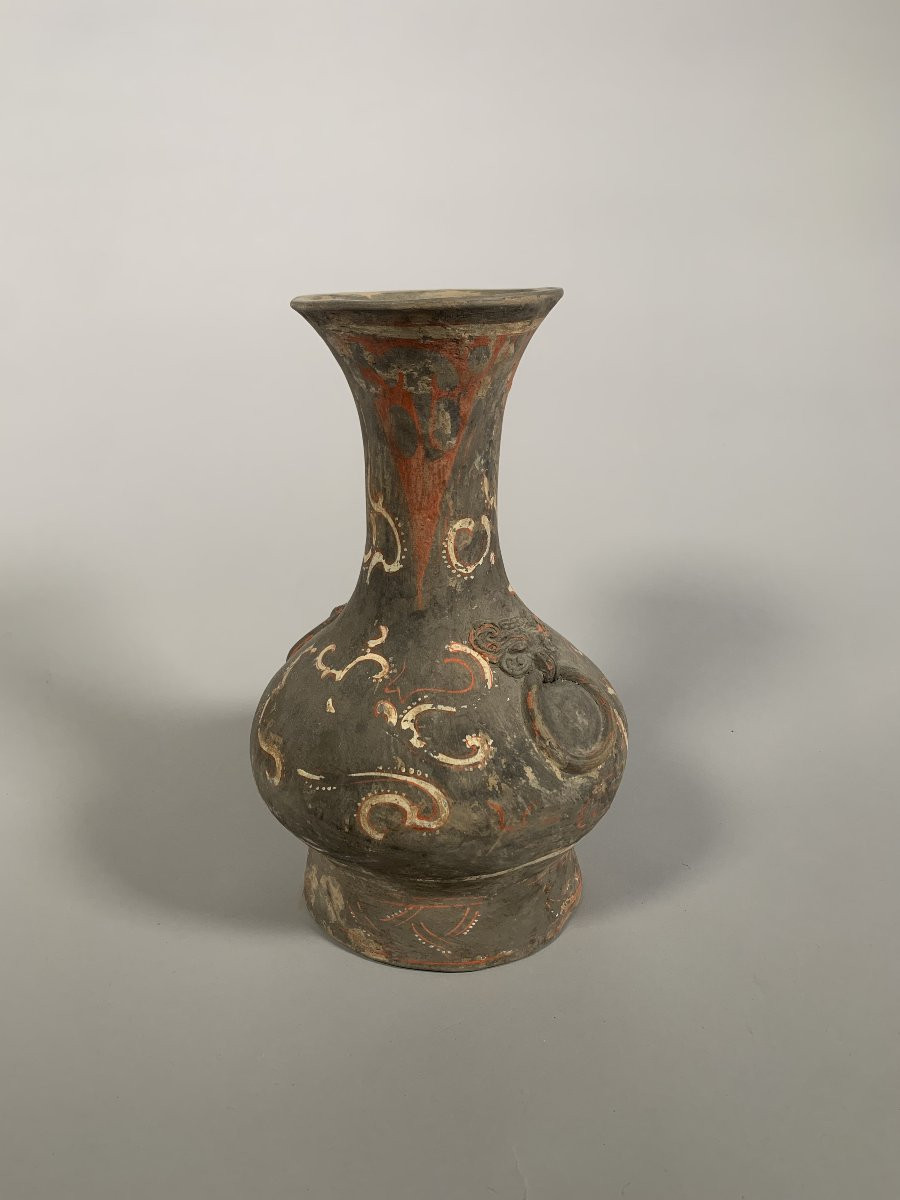 Vase en terre cuite polychrome HU dynastie HAN antérieur II-Ier siècle AV JC. chine archeologie-photo-2