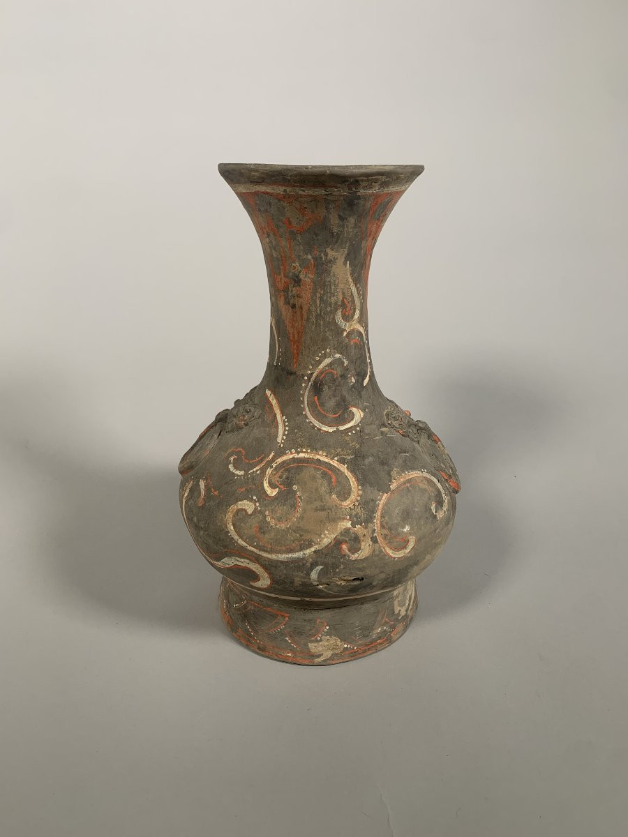Vase en terre cuite polychrome HU dynastie HAN antérieur II-Ier siècle AV JC. chine archeologie-photo-4
