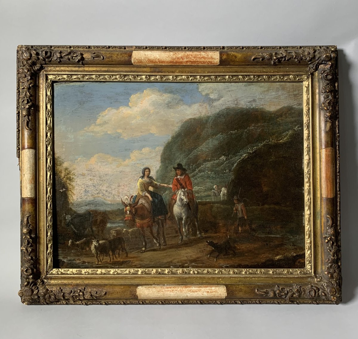 Pieter Snyers (1681-1752) Gallant Ride On A Donkey. 17th Century-photo-2