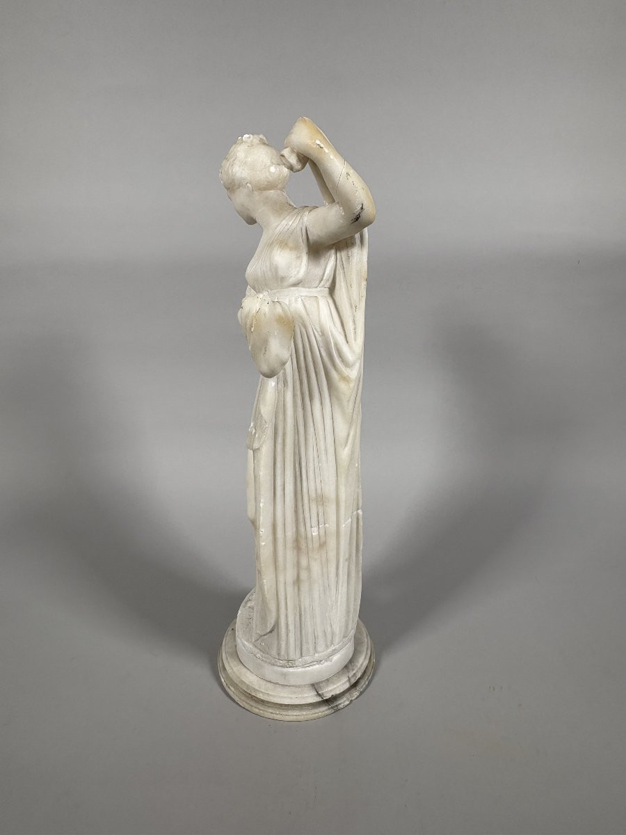 19th Century Alabaster Sculpture Of Diana In Her Bath-photo-2