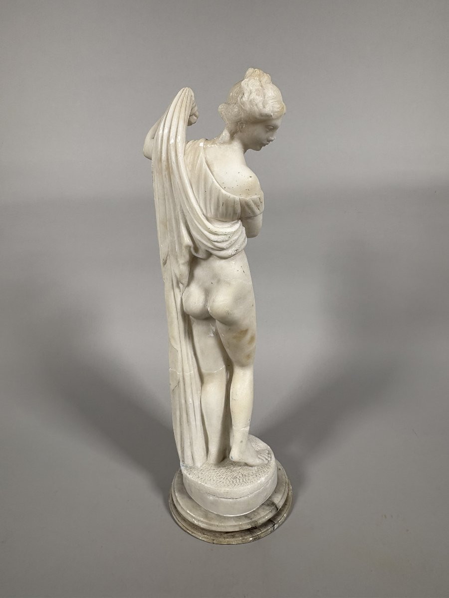 19th Century Alabaster Sculpture Of Diana In Her Bath-photo-3