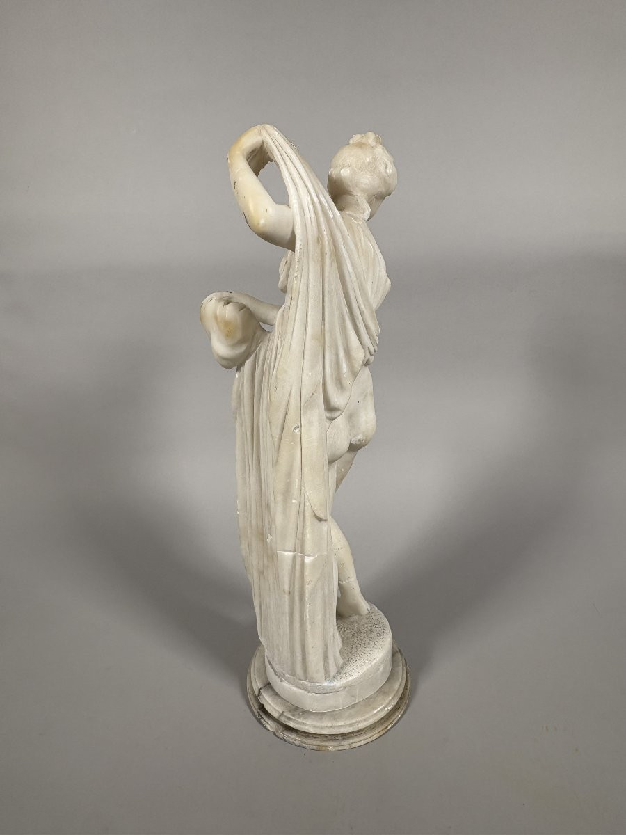 19th Century Alabaster Sculpture Of Diana In Her Bath-photo-4