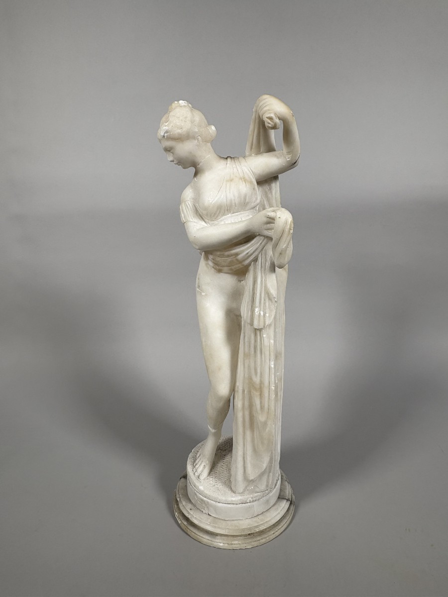 19th Century Alabaster Sculpture Of Diana In Her Bath