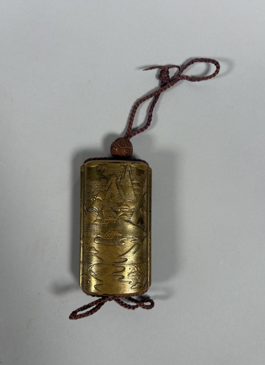Lacquer Inro With Lake Kawaguchi Landscape - Wood, Lacquer - Japan - Edo Period (1600–1868)-photo-1