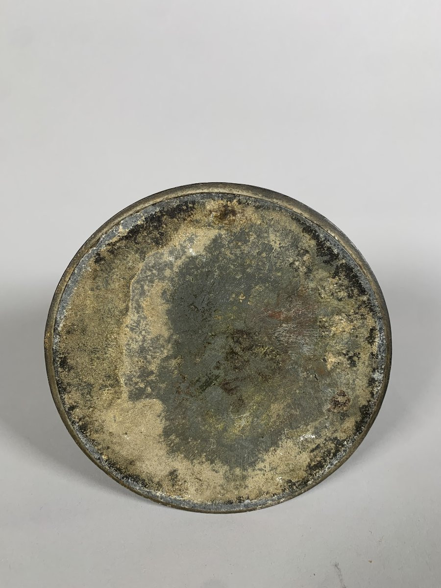 Base de narguilé "huqqa" Bidri niellé d'argent - Acier, Argent - Inde - XVIIIeme siecle-photo-2