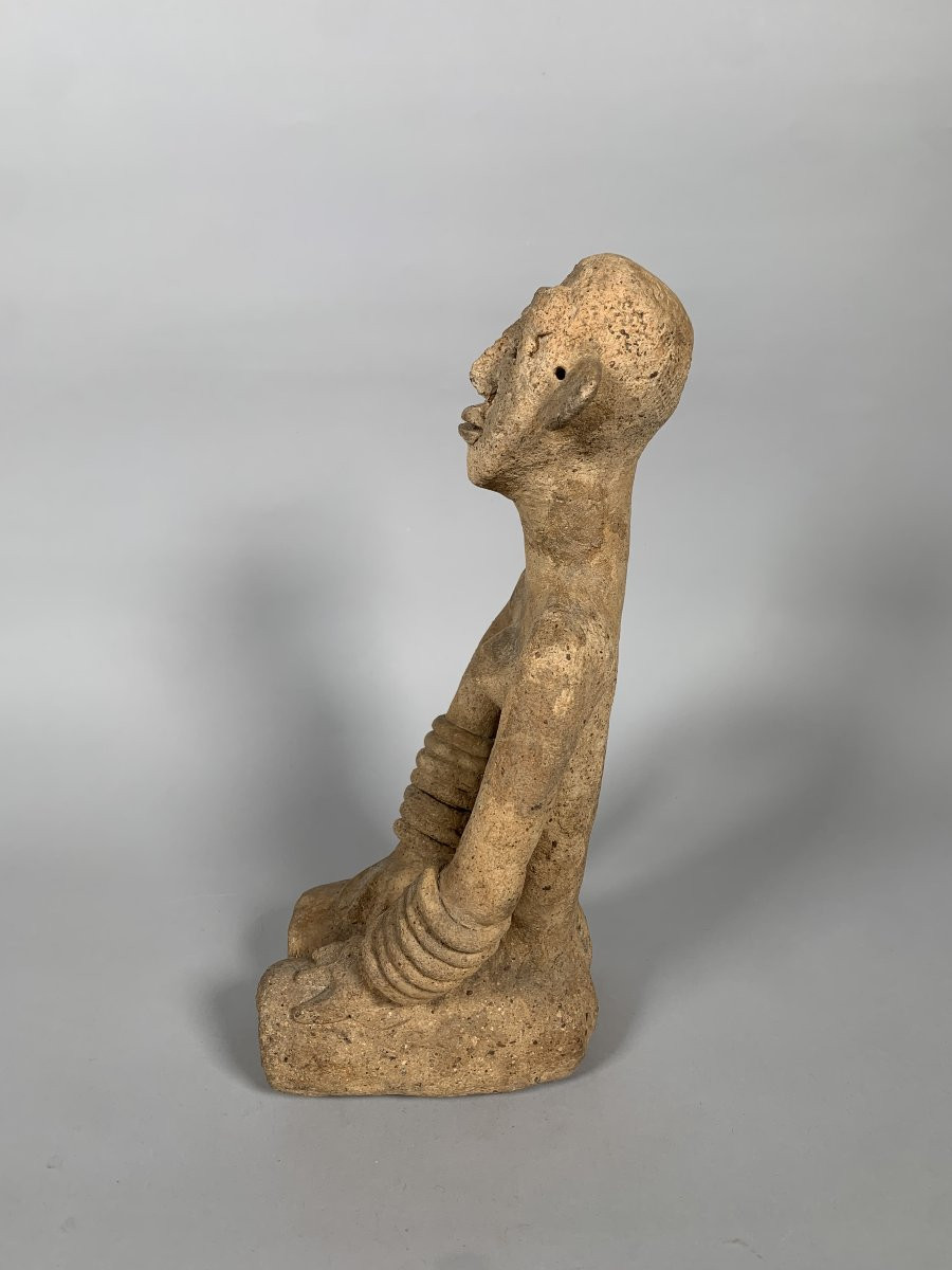 titre: Statuette Bankoni Mali XIIIe-XVe siècle Terre cuite ocre rouge Afrique art tribal-photo-3