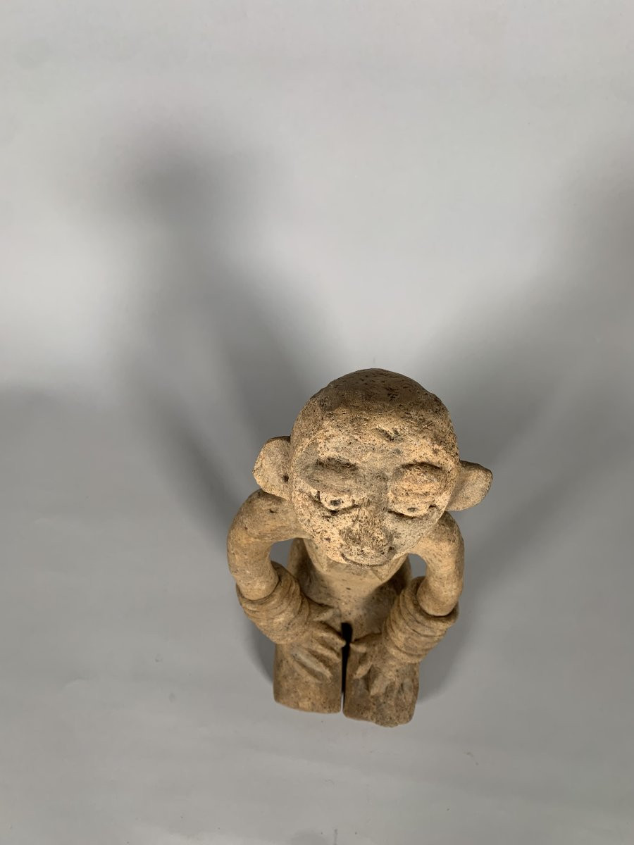titre: Statuette Bankoni Mali XIIIe-XVe siècle Terre cuite ocre rouge Afrique art tribal-photo-1