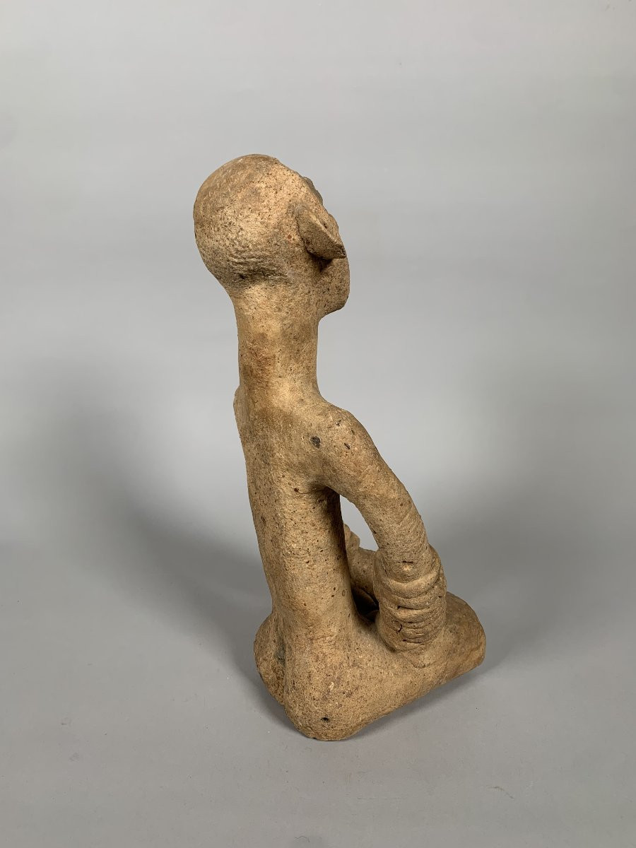 titre: Statuette Bankoni Mali XIIIe-XVe siècle Terre cuite ocre rouge Afrique art tribal-photo-4