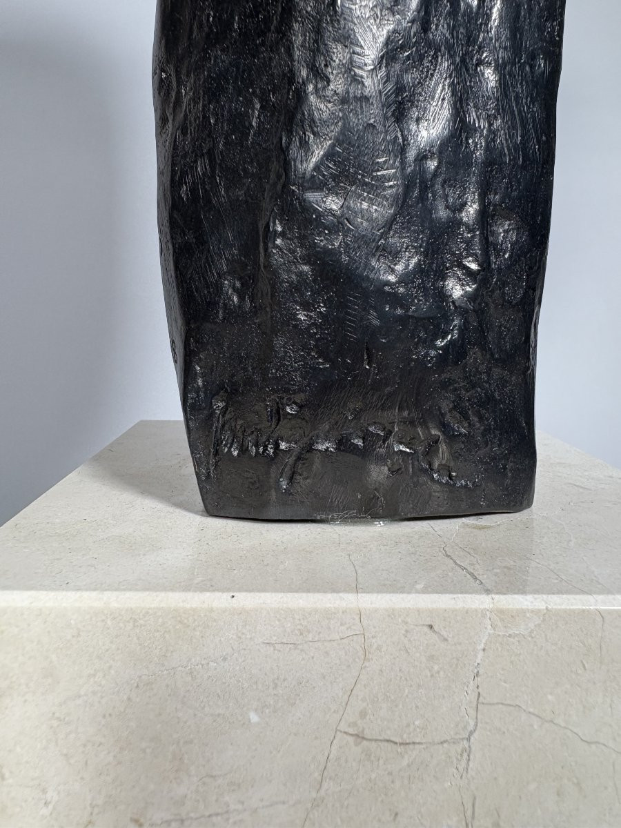 Amédéo MODIGLIANI (1884-1920). TETE DE JEUNE FILLE A LA FRANGE sculpture en  Bronze moderne-photo-2