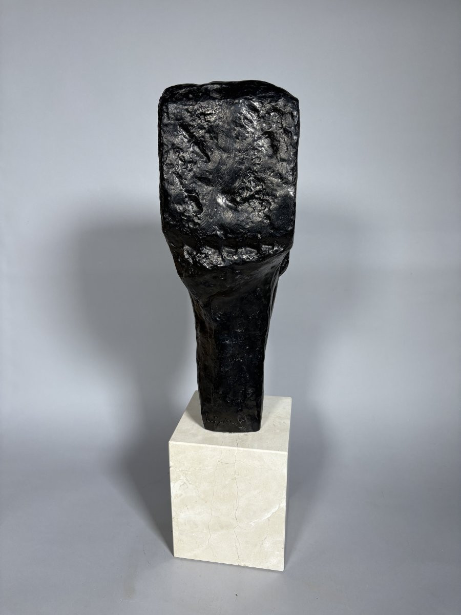 Amédéo MODIGLIANI (1884-1920). TETE DE JEUNE FILLE A LA FRANGE sculpture en  Bronze moderne-photo-4